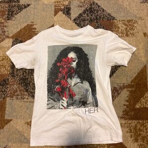 Rue21 White Tee with Red Floral Graphic
